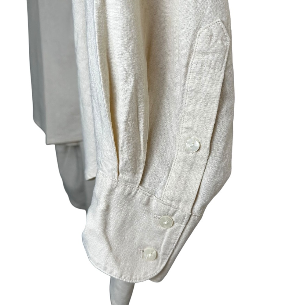 NWT Lane Bryant Linen Blend Relaxed Tunic Button Up Shirt 22/24 Natural‎ Beige - Picture 3 of 8